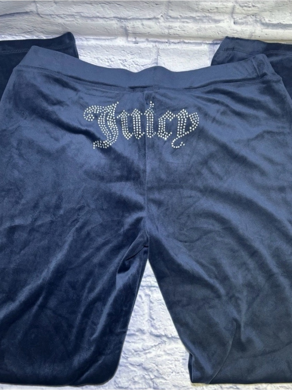 JUICY COUTURE Women's Velour Pants Small Regal Blue Straight Leg Rib Waist NWT